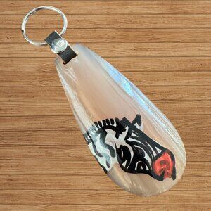 African Horn Keychain w/ Hand-painted Zebra  – Handmade Kenyan Art